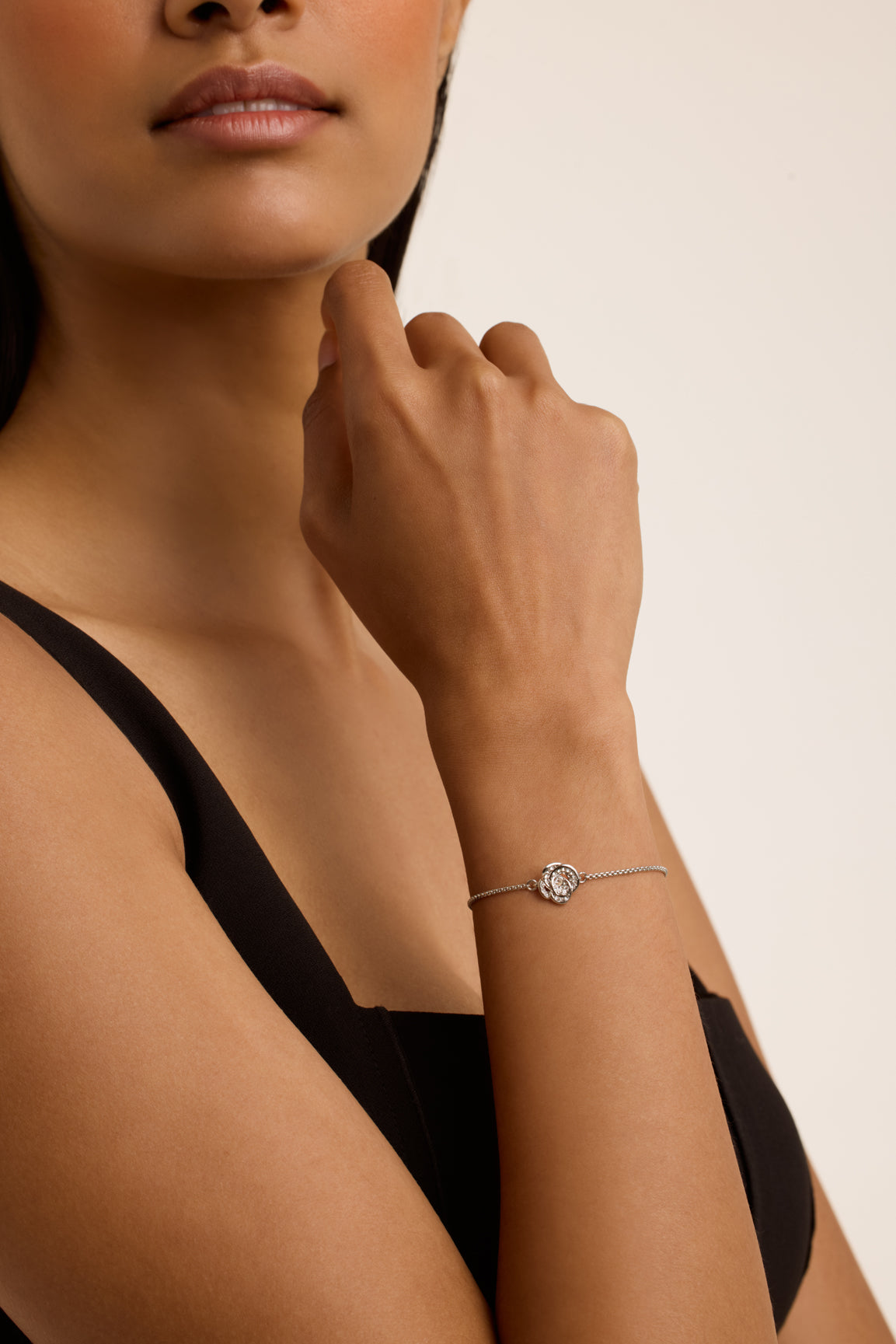 Florina Crystal Flower Adjustable Bracelet Silver