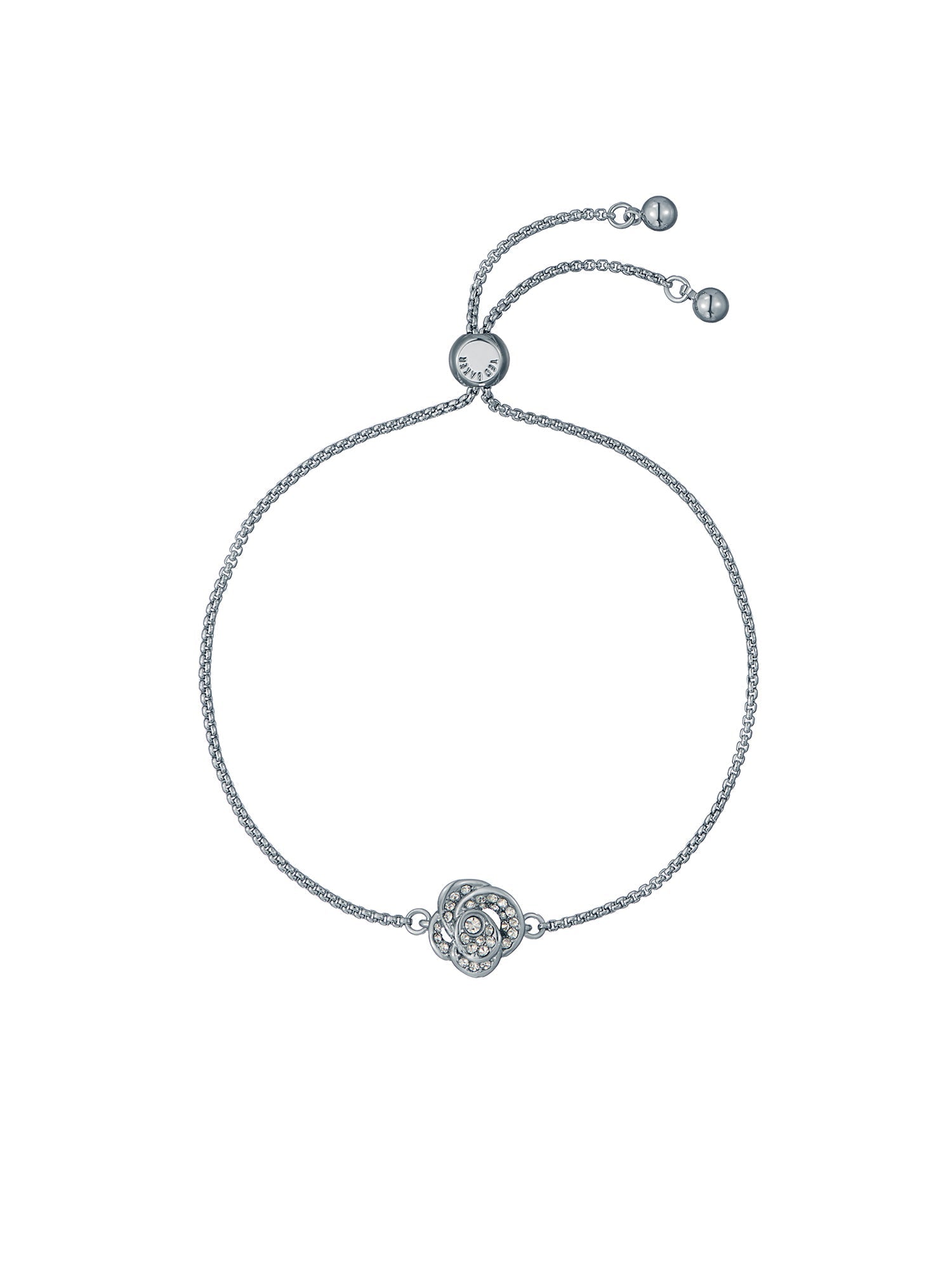 Florina Crystal Flower Adjustable Bracelet Silver