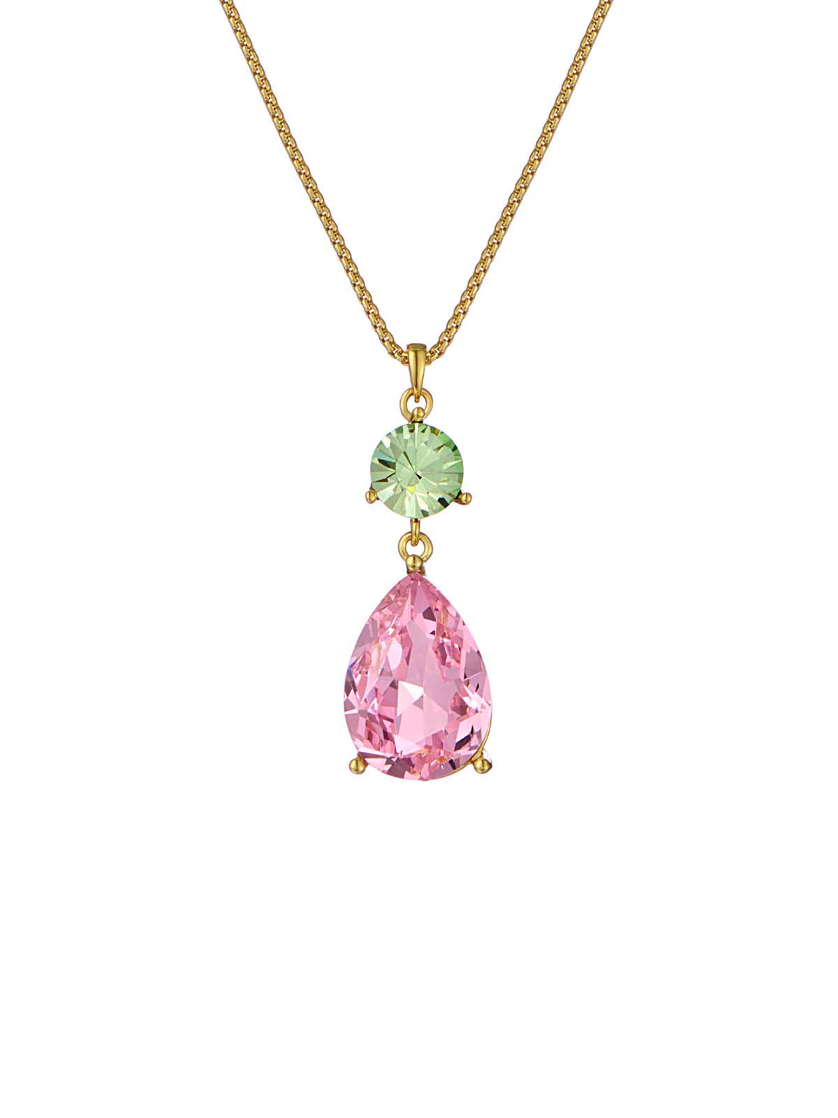 Tearsa Crystal Teardrop Pendant Necklace Green