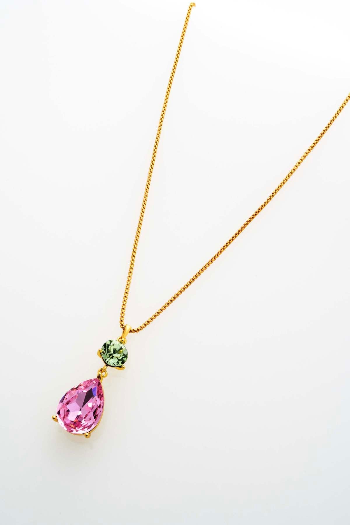 Tearsa Crystal Teardrop Pendant Necklace Green